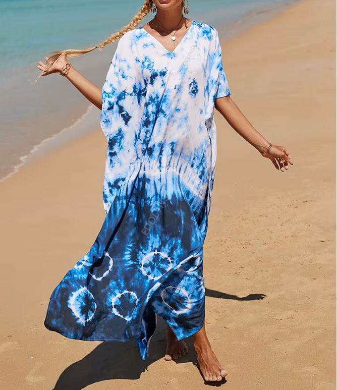 Women Oversize Kaftan Bohemian Printed Swimsuit Cover Ups 2 Dresses jehouze Q1342-20 ONE SIZE