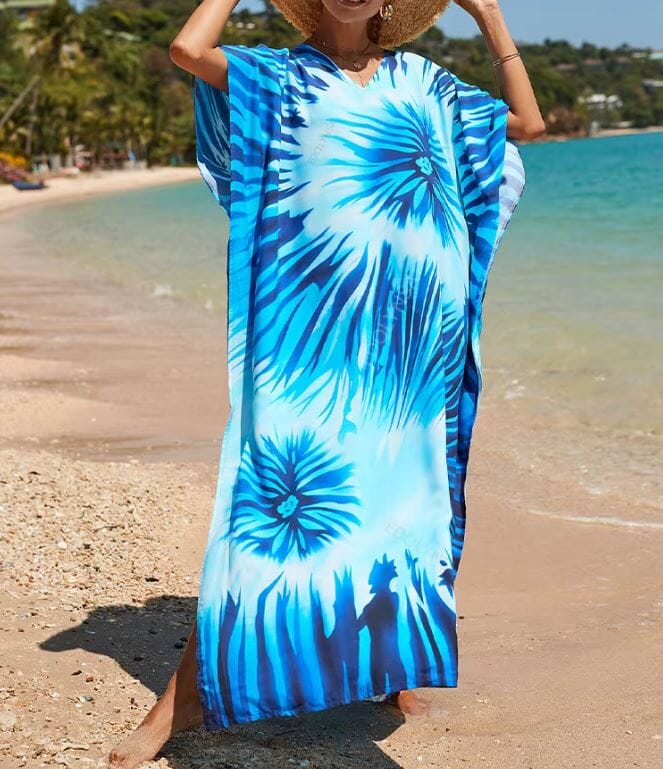 Women Oversize Kaftan Bohemian Printed Swimsuit Cover Ups 2 Dresses jehouze Q1342-26 ONE SIZE