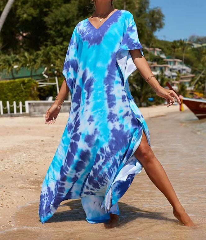 Women Oversize Kaftan Bohemian Printed Swimsuit Cover Ups 2 Dresses jehouze Q1342-28 ONE SIZE