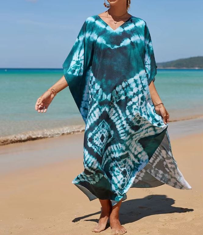 Women Oversize Kaftan Bohemian Printed Swimsuit Cover Ups 2 Dresses jehouze Q1342-32 ONE SIZE