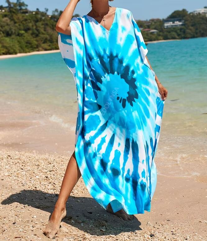 Women Oversize Kaftan Bohemian Printed Swimsuit Cover Ups 2 Dresses jehouze Q1342-36 ONE SIZE