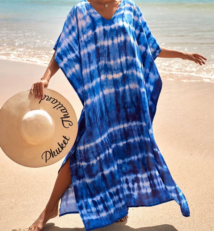 Women Oversize Kaftan Bohemian Printed Swimsuit Cover Ups Dresses jehouze Q1342-10 ONE SIZE