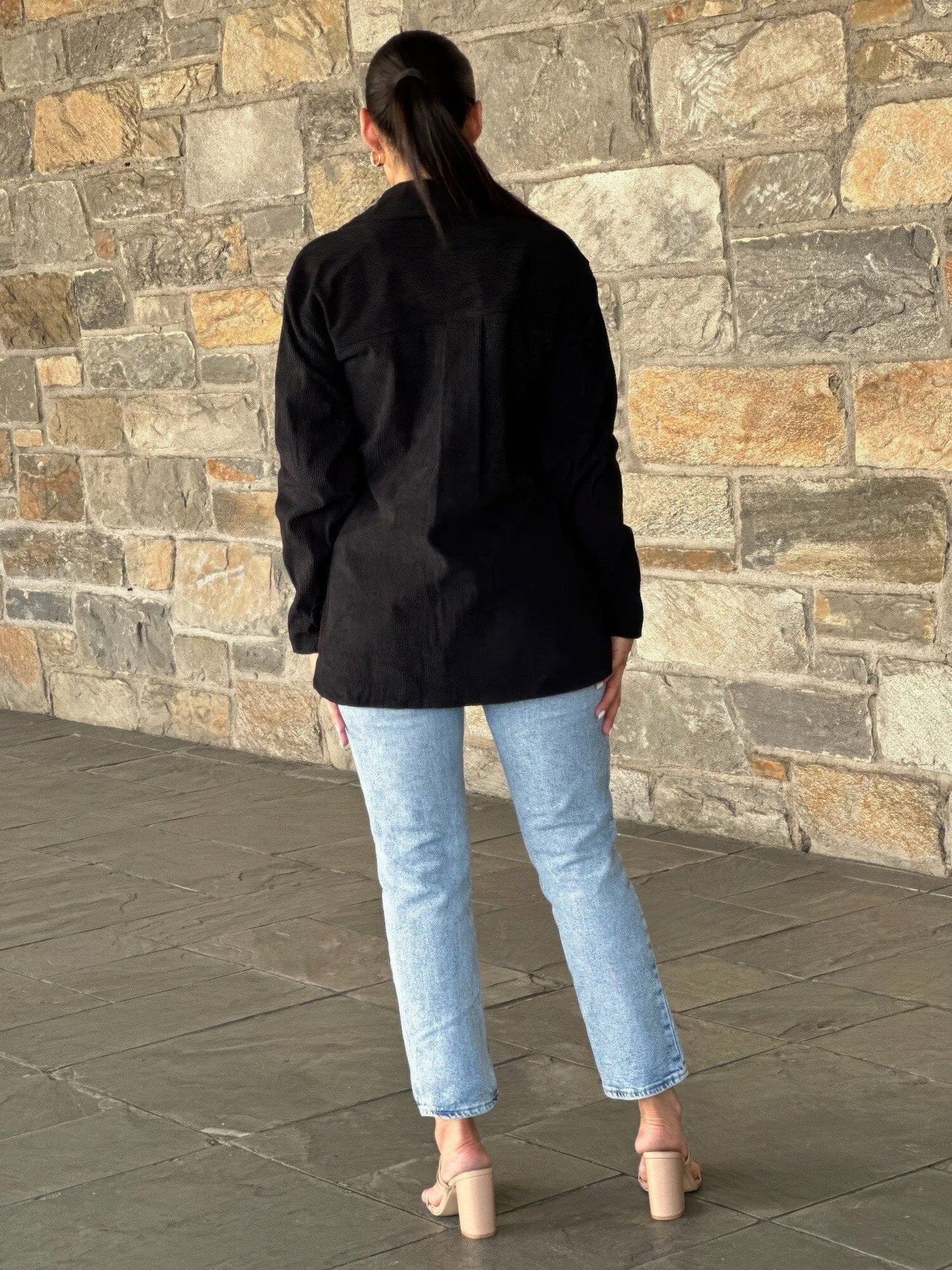 Women Oversized Corduroy Shacket Button Down Outerwear jehouze