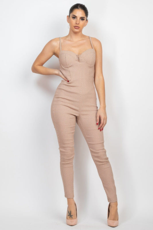 Women Plaid Sleeveless Zippered Jumpsuit Jumpsuits & Rompers jehouze Khaki S