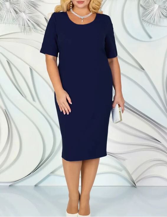 Women Plus Size 2 pcs Embroidery Floral Elegant Midi Dress Dresses jehouze