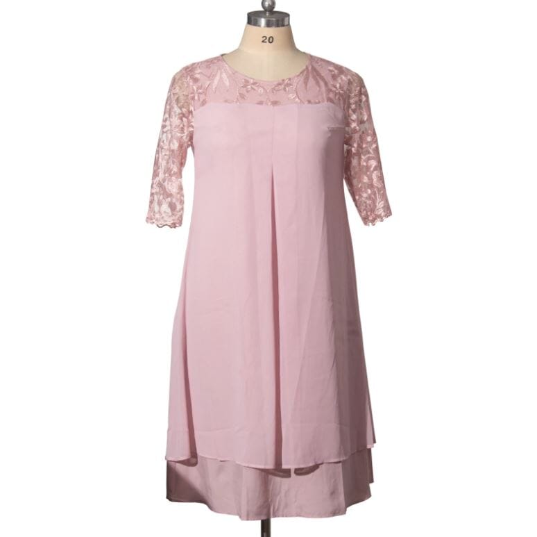 Women Plus Size Short Sleeve Embroidery Floral Formal Wedding Dress Dresses jehouze