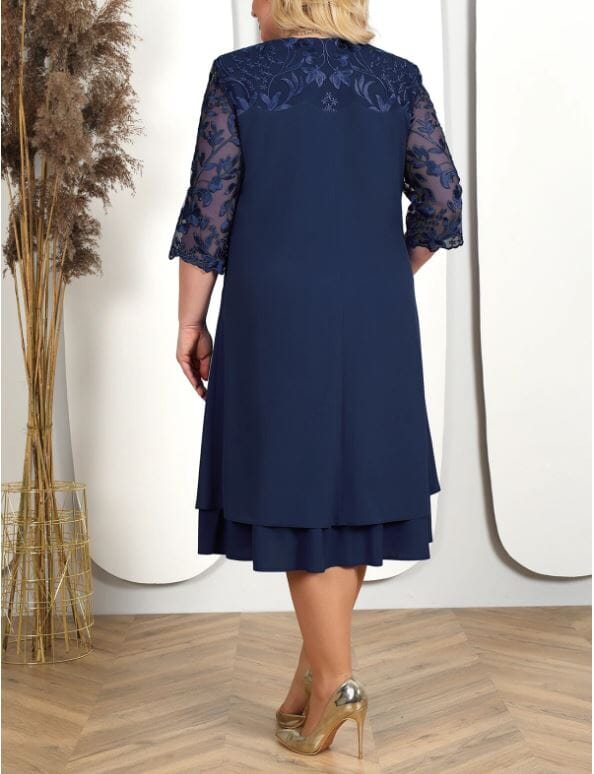 Women Plus Size Short Sleeve Embroidery Floral Formal Wedding Dress Dresses jehouze