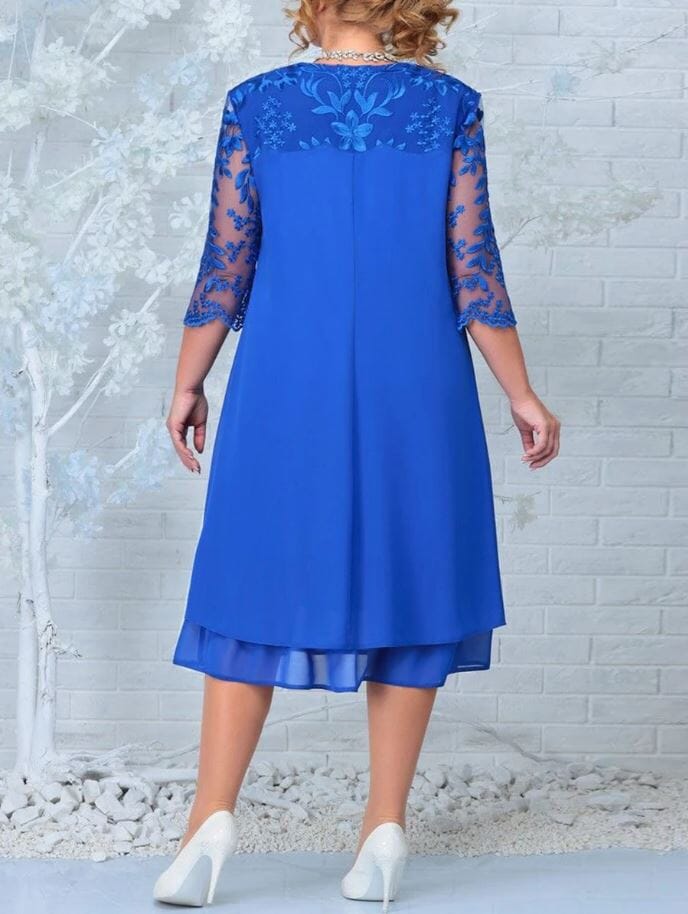 Women Plus Size Short Sleeve Embroidery Floral Formal Wedding Dress Dresses jehouze