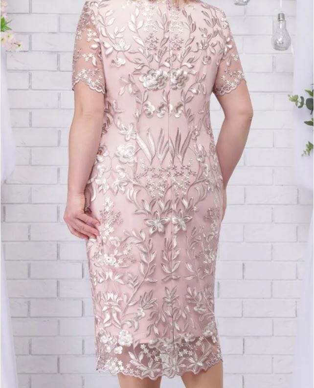 Women Plus Size Short Sleeve Embroidery Floral Gorgeous Dress Dresses jehouze
