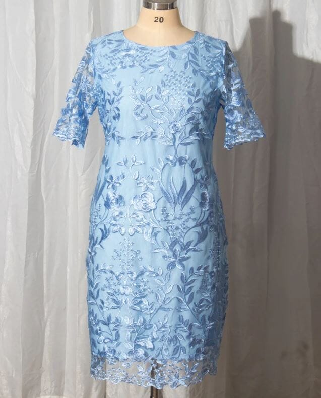 Women Plus Size Short Sleeve Embroidery Floral Gorgeous Dress Dresses jehouze 