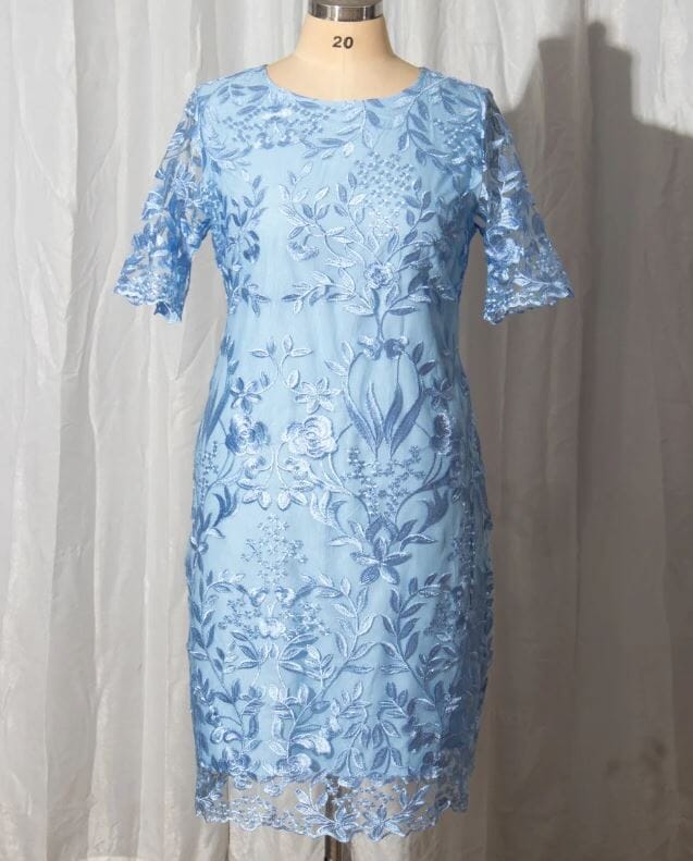 Women Plus Size Short Sleeve Embroidery Floral Gorgeous Dress Dresses jehouze