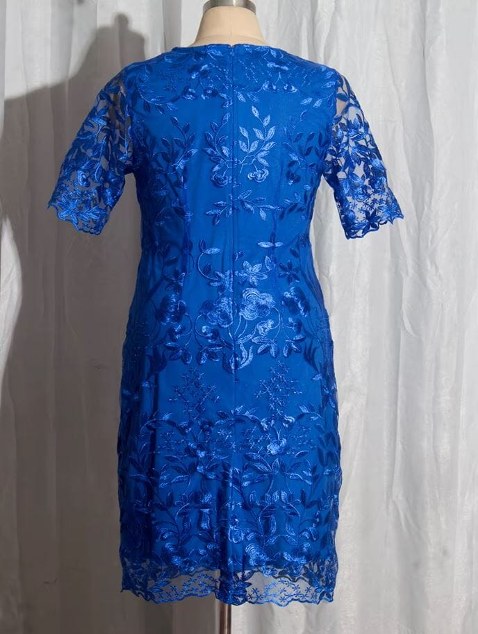Women Plus Size Short Sleeve Embroidery Floral Gorgeous Dress Dresses jehouze