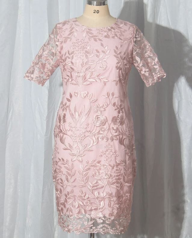 Women Plus Size Short Sleeve Embroidery Floral Gorgeous Dress Dresses jehouze