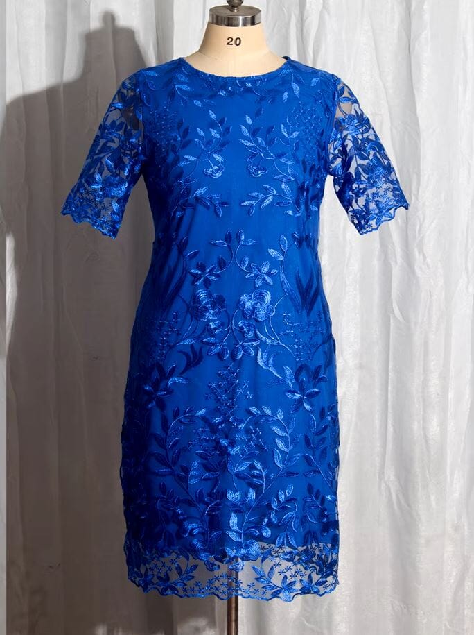 Women Plus Size Short Sleeve Embroidery Floral Gorgeous Dress Dresses jehouze