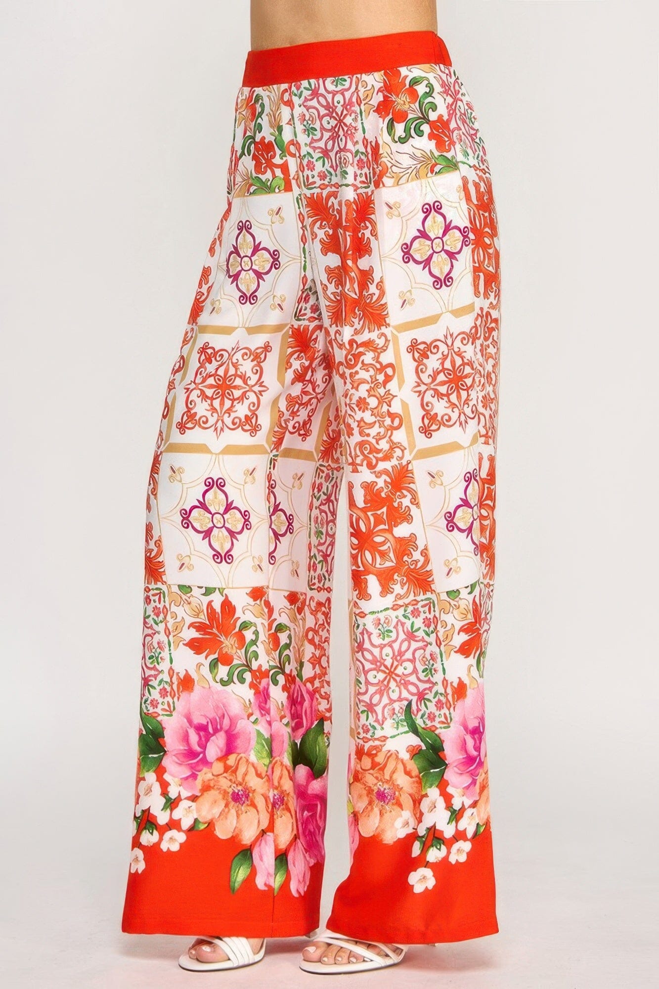 Women Printed Wide Leg Pants With Elastic Back Pants jehouze