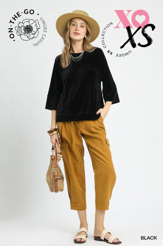 Women Ribbed Knit Oversized Top Shirts & Tops jehouze Black S
