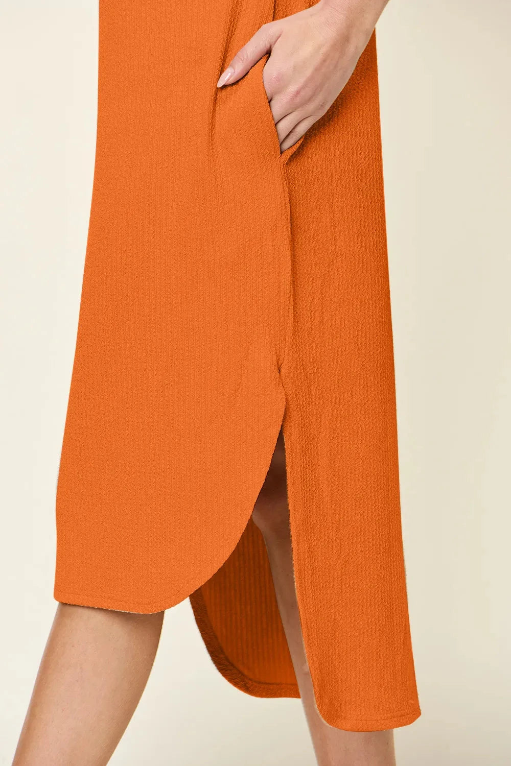 Women Round Neck Short Sleeve Slit Dress Dresses jehouze