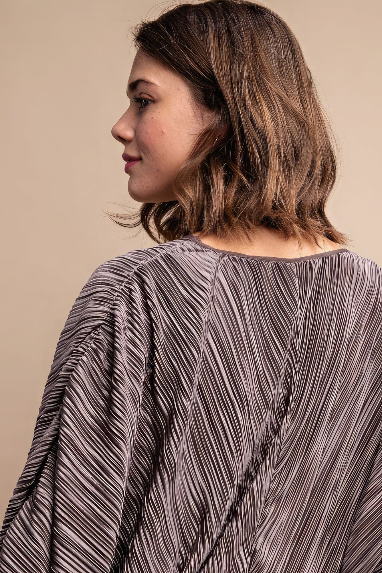 Women Satin Pleated Drawstring Top With Snap Button Shirts & Tops jehouze