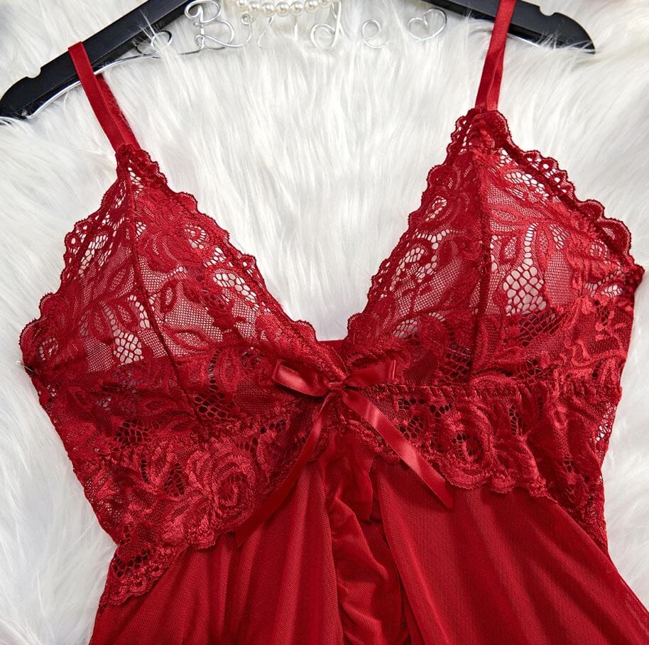Women Sexy Lace Badydoll Mesh Nightgown Sleepwear Lingerie with panty Lingerie jehouze