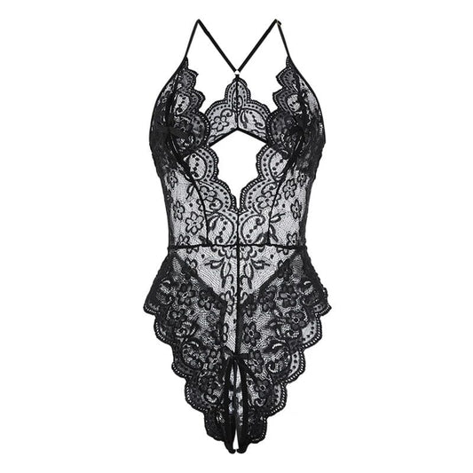 Women Sexy One Piece Deep V Teddy Floral Lace Bodysuit Babydoll Lingerie Lingerie jehouze
