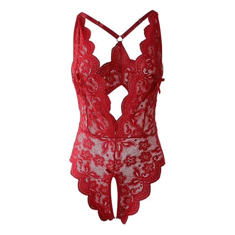 Women Sexy One Piece Deep V Teddy Floral Lace Bodysuit Babydoll Lingerie Lingerie jehouze 