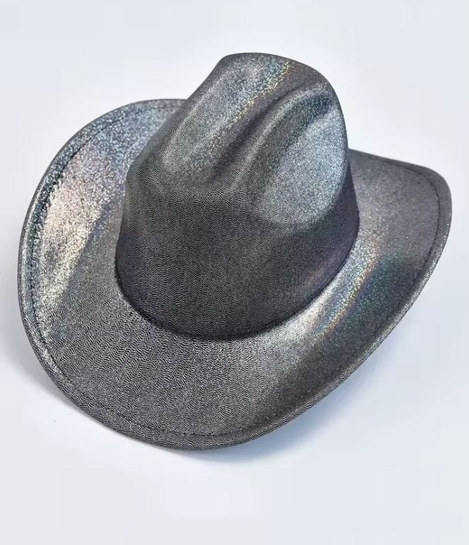 Women Shiny Cowgirl Festival Party Wedding Metallic Hat Hat jehouze Black