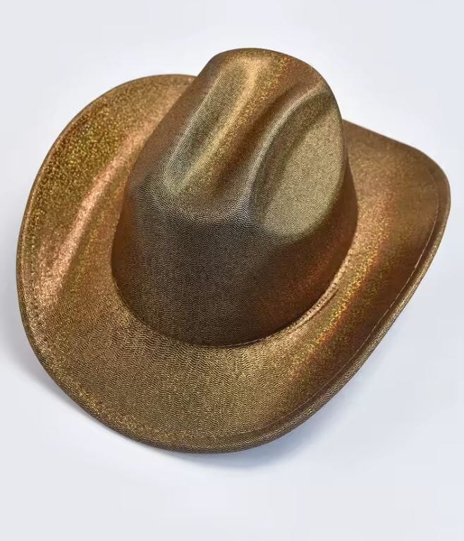 Women Shiny Cowgirl Festival Party Wedding Metallic Hat Hat jehouze Gold
