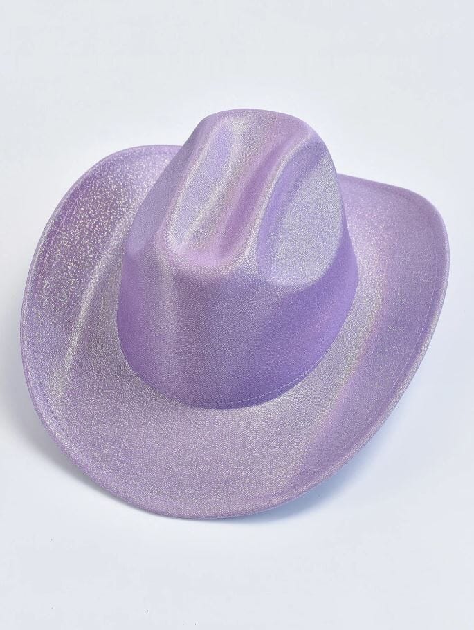 Women Shiny Cowgirl Festival Party Wedding Metallic Hat Hat jehouze Light Purple
