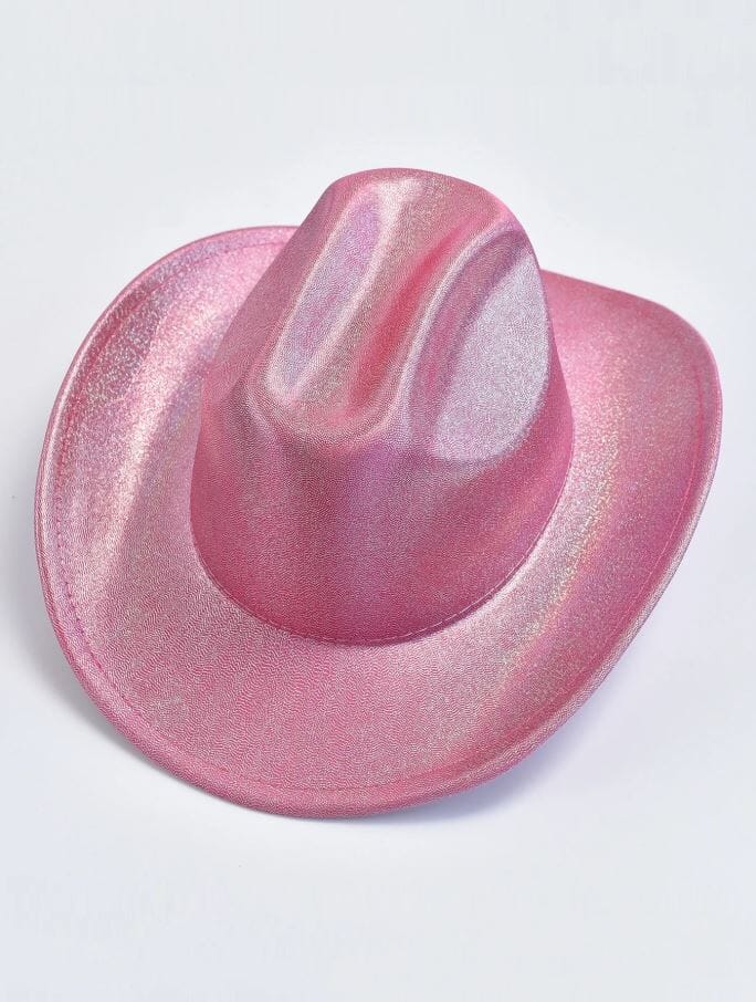 Women Shiny Cowgirl Festival Party Wedding Metallic Hat Hat jehouze Rose Red