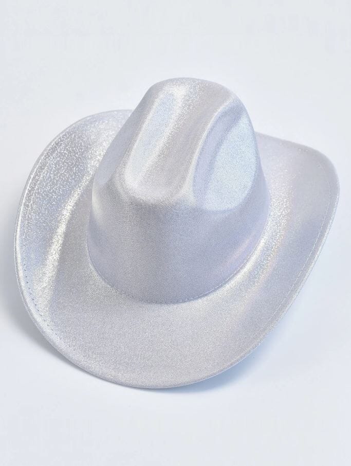 Women Shiny Cowgirl Festival Party Wedding Metallic Hat Hat jehouze Silver