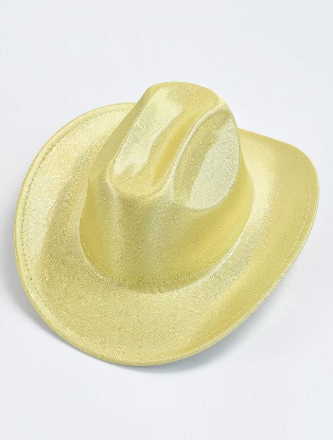 Women Shiny Cowgirl Festival Party Wedding Metallic Hat Hat jehouze Yellow