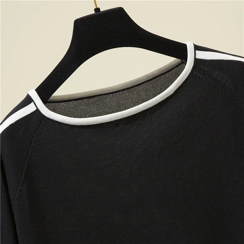Women Short Sleeve Top Crew Neck Ribbed Knit Top Shirts & Tops jehouze 