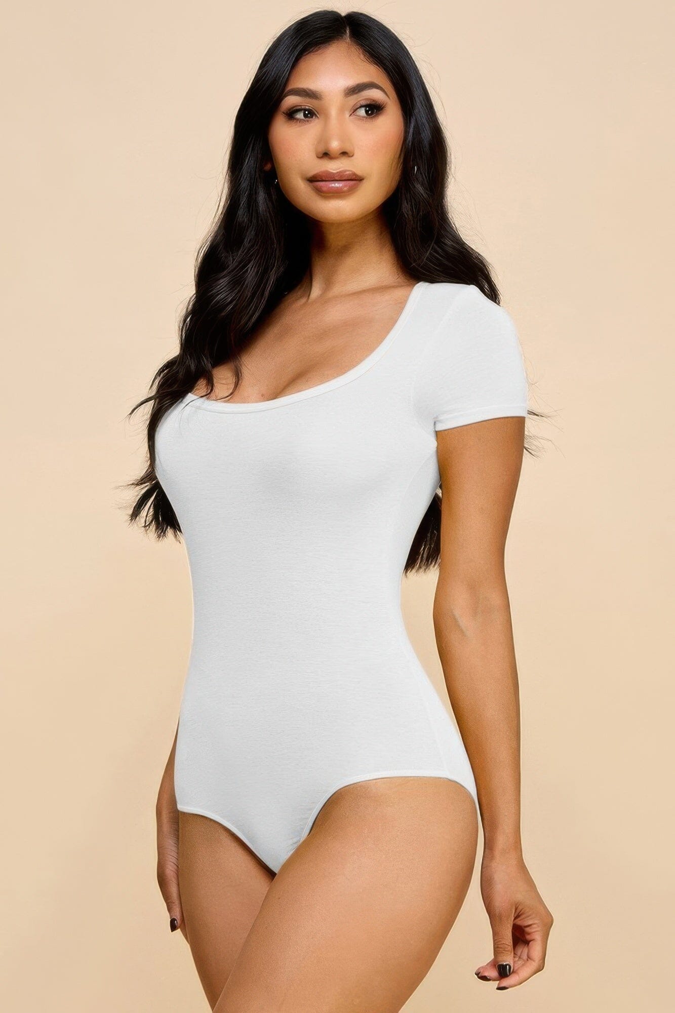 Women Short Sleeve V-neck Basic Bodysuit Shirts & Tops jehouze