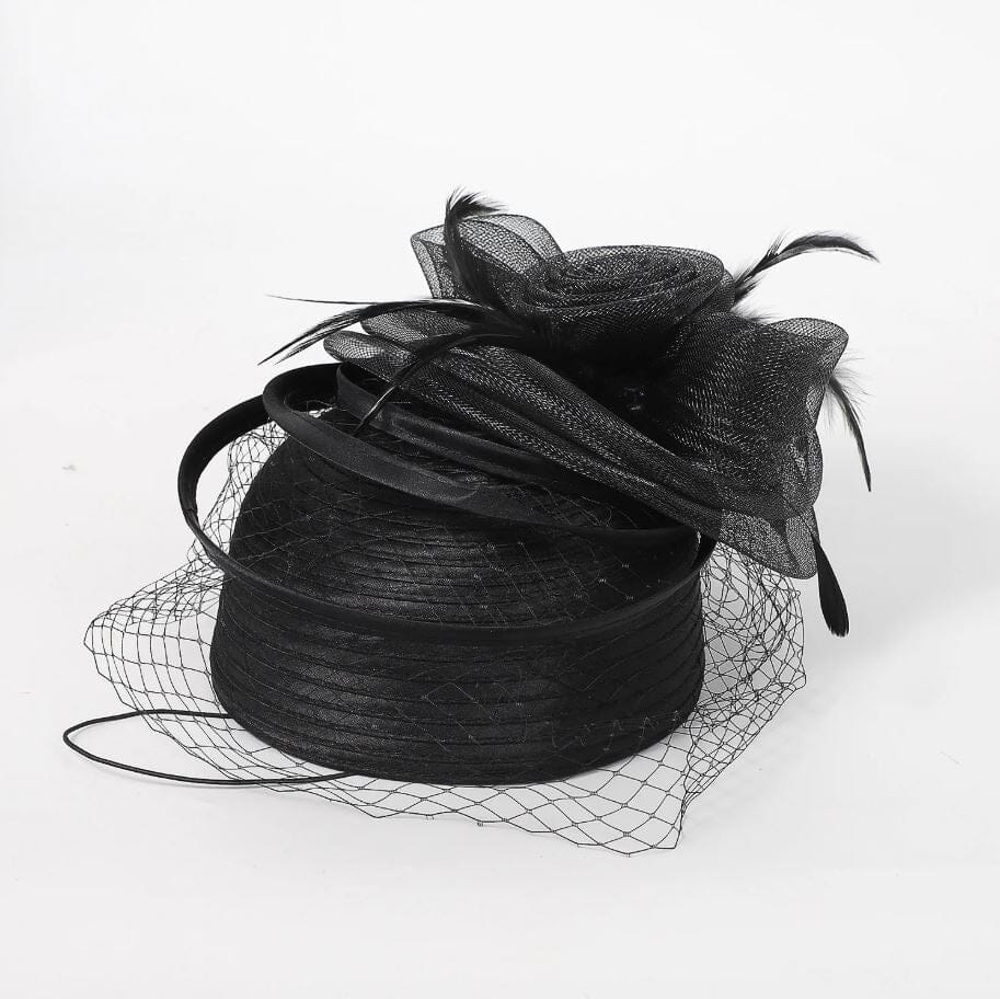 Women Sinamay Fascinator Hat Floral Feather Pillbox Derby Wedding Tea Party Hat Hat jehouze