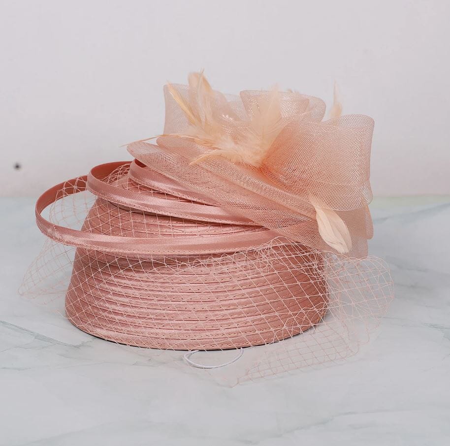 Women Sinamay Fascinator Hat Floral Feather Pillbox Derby Wedding Tea Party Hat Hat jehouze Pink