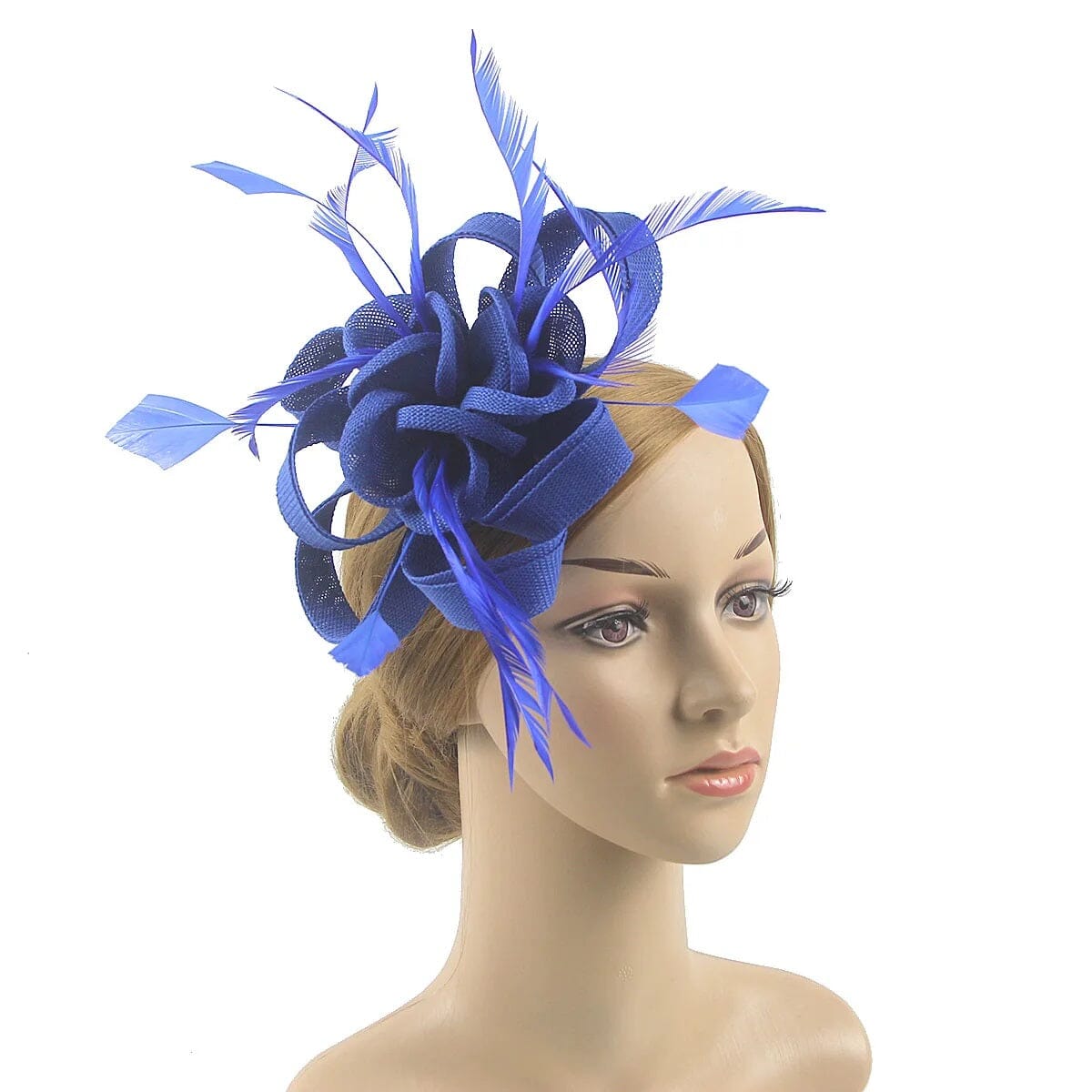 Women Sinamay Flower Feather Tea Party Cocktail Hair Clip Headband Fascinator Hat Fascinators jehouze WEN4-29 blue