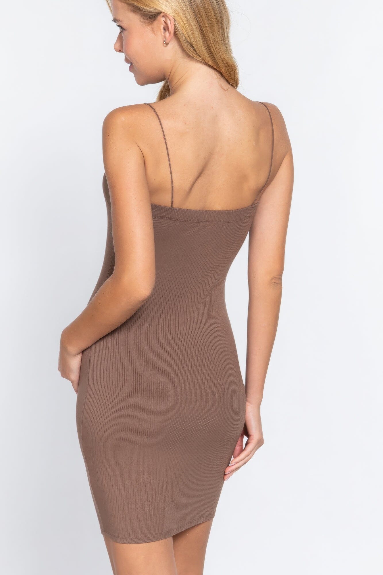 Women Sleeveless Cami Heavy Rib Mini Dress Dresses jehouze