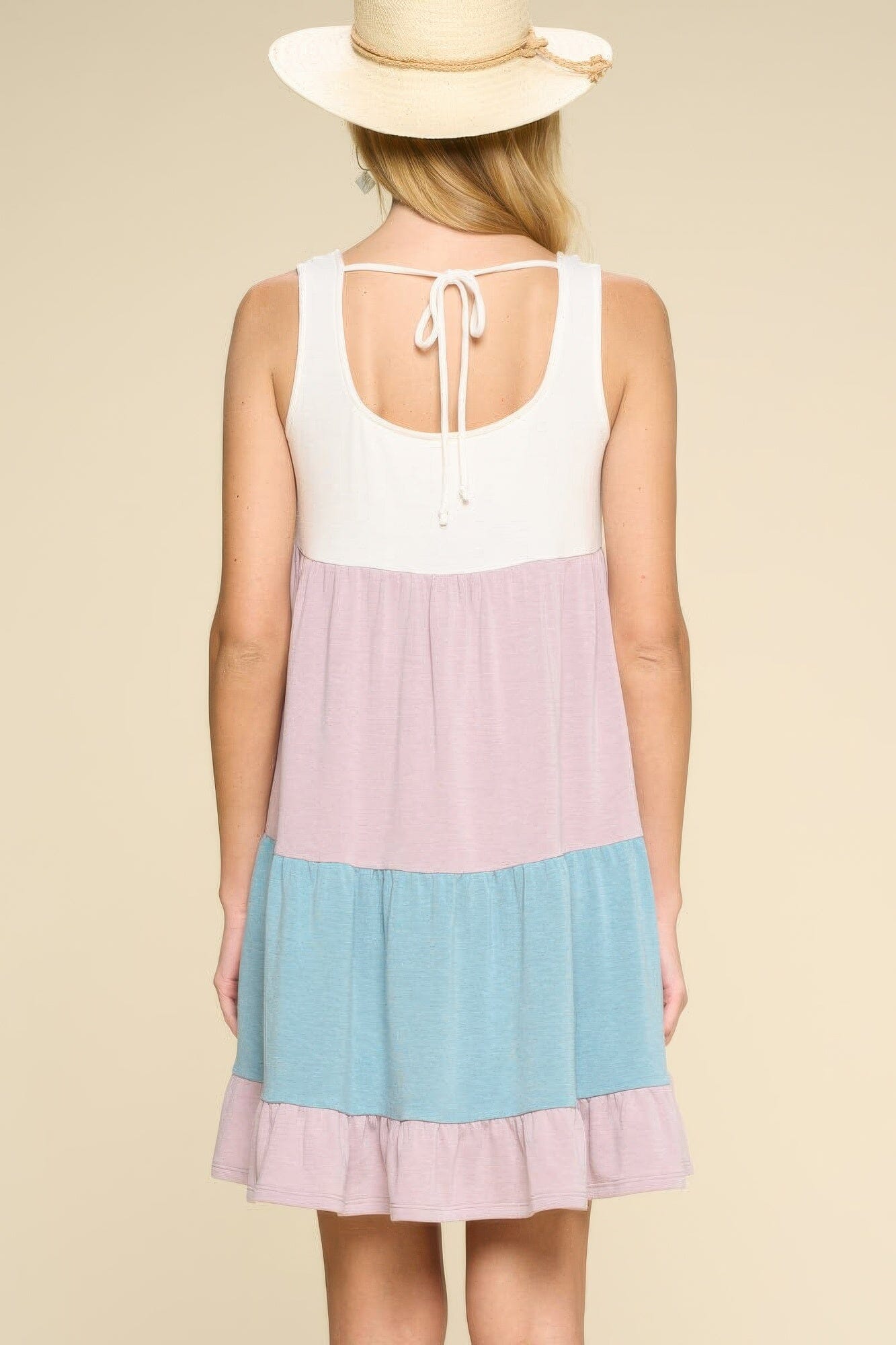 Women Sleeveless Color Block Babydoll Dress Dresses jehouze