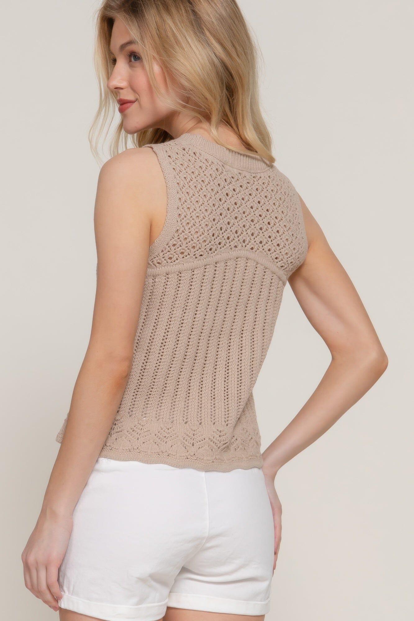 Women Sleeveless Crochet Spring Sweater Top Shirts & Tops jehouze