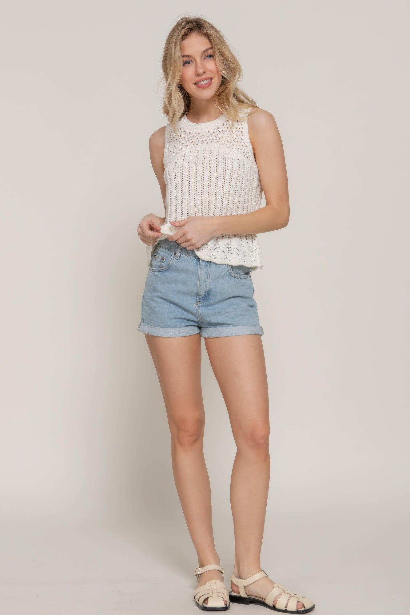 Women Sleeveless Crochet Spring Sweater Top Shirts & Tops jehouze