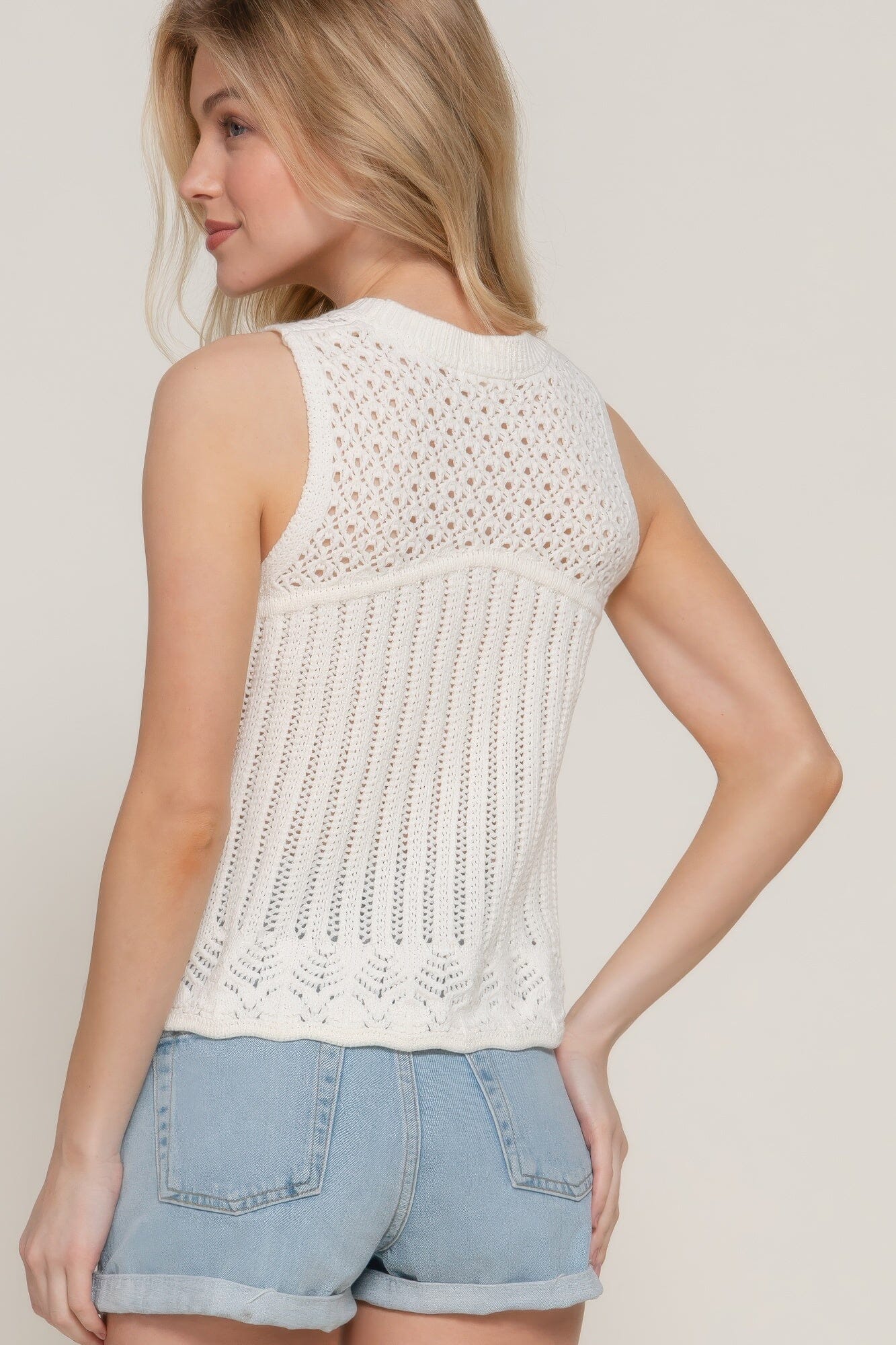 Women Sleeveless Crochet Spring Sweater Top Shirts & Tops jehouze