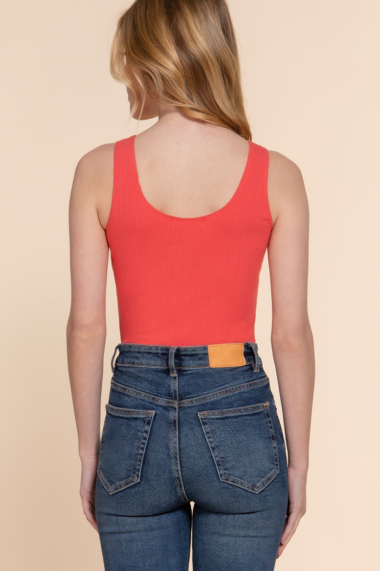 Women Sleeveless Henley Rib Knit Bodysuit Shirts & Tops jehouze