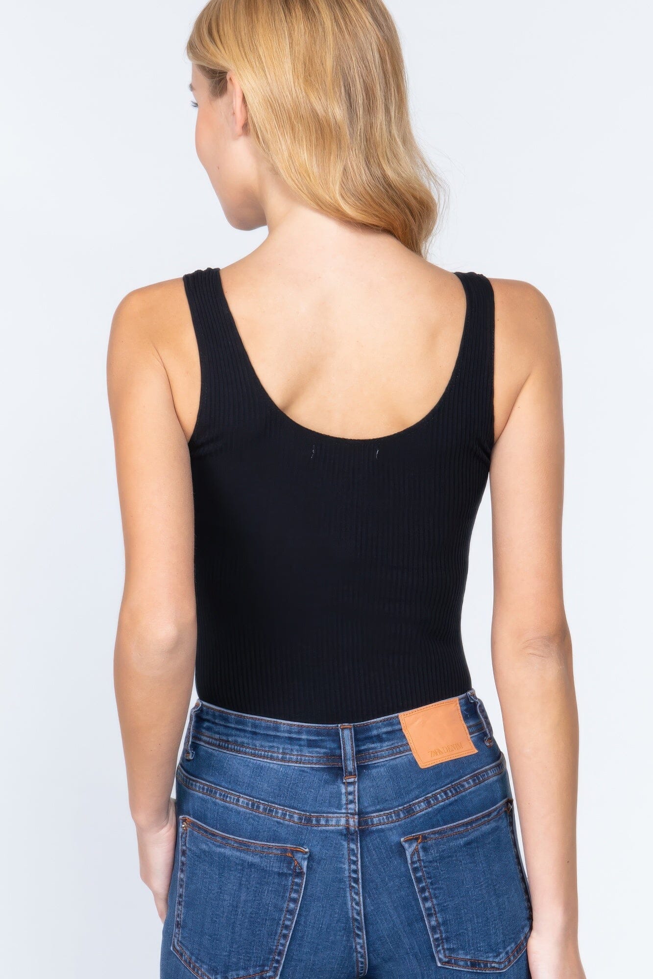 Women Sleeveless Henley Rib Knit Bodysuit Shirts & Tops jehouze