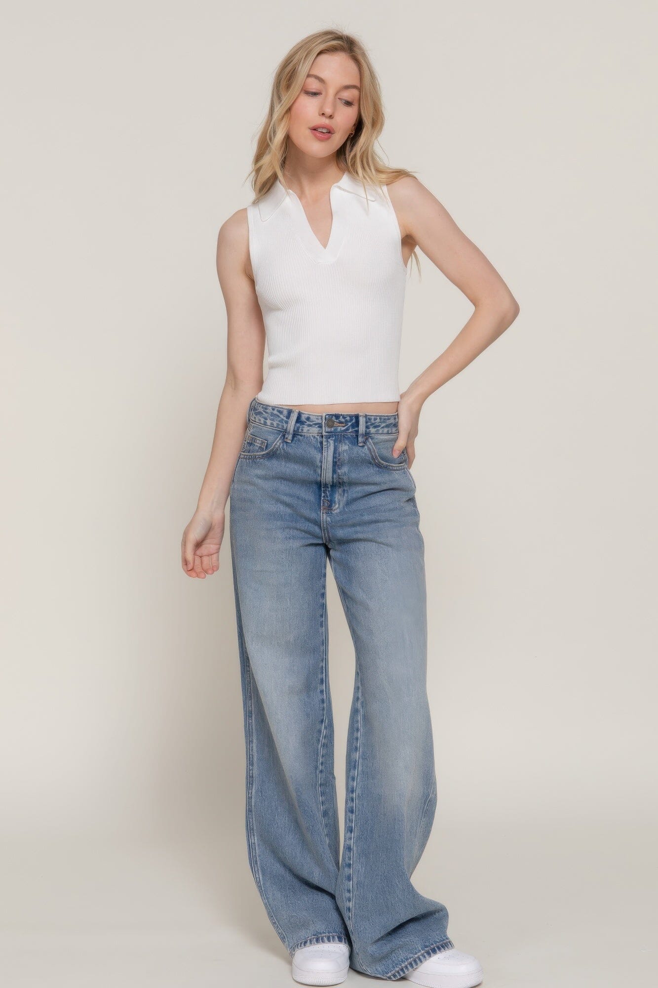 Women Sleeveless Polo Spring Sweater Top Shirts & Tops jehouze