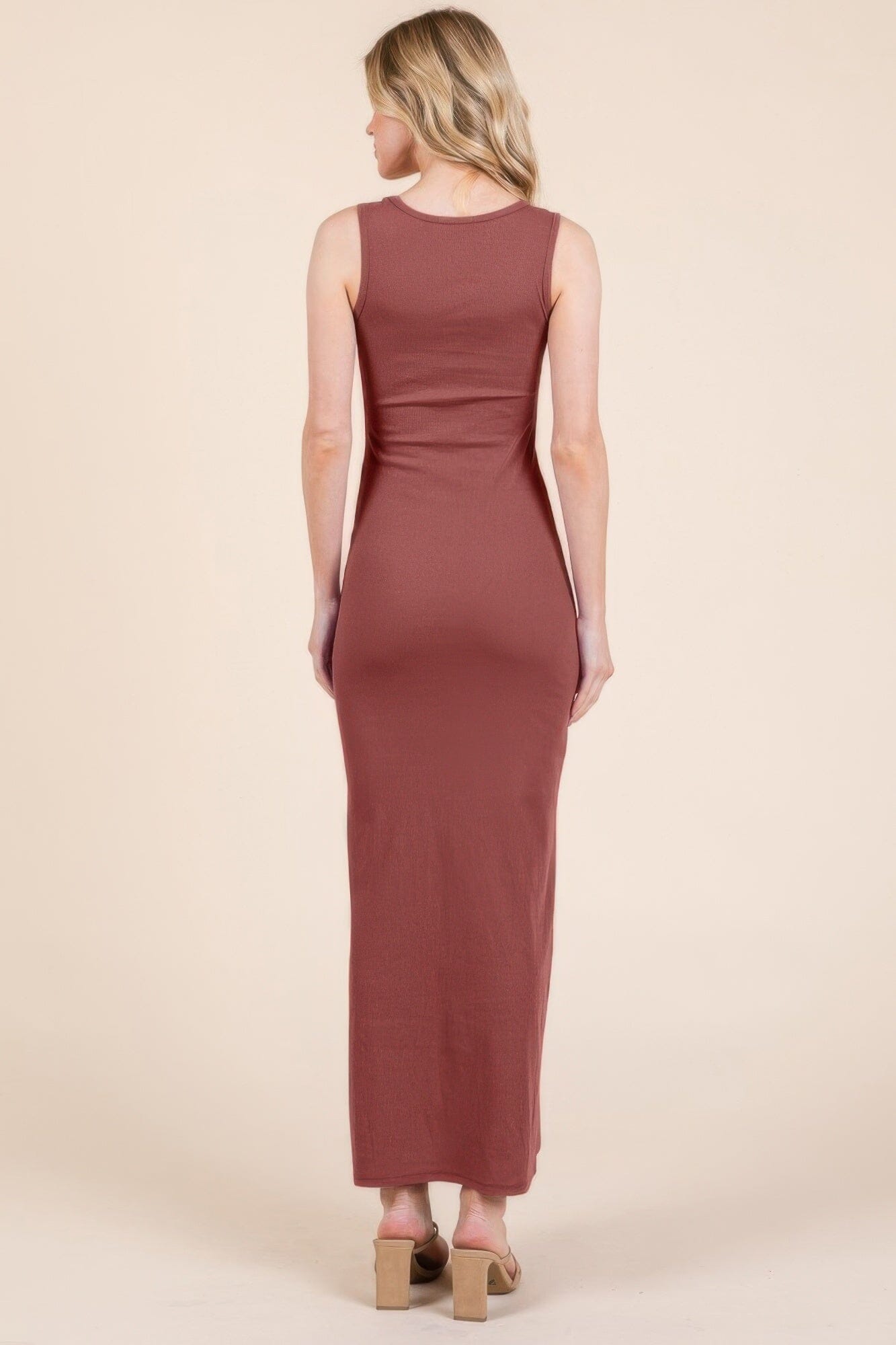 Women Sleeveless Rib Maxi Dress Dresses jehouze