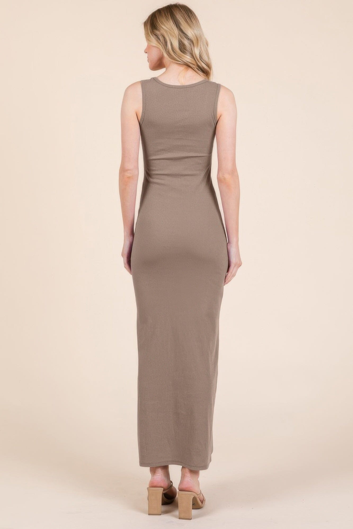 Women Sleeveless Rib Maxi Dress Dresses jehouze