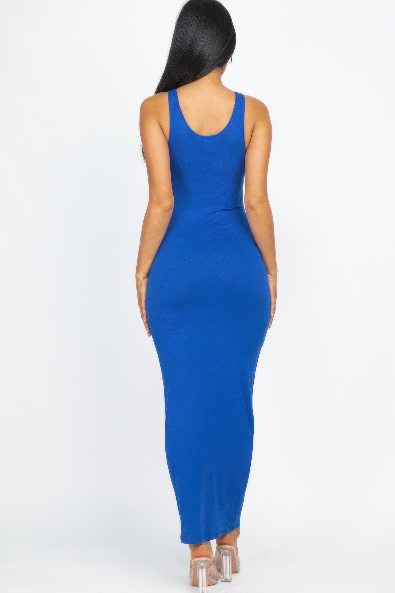Women Solid Basic Maxi Dress Dresses jehouze Royal S
