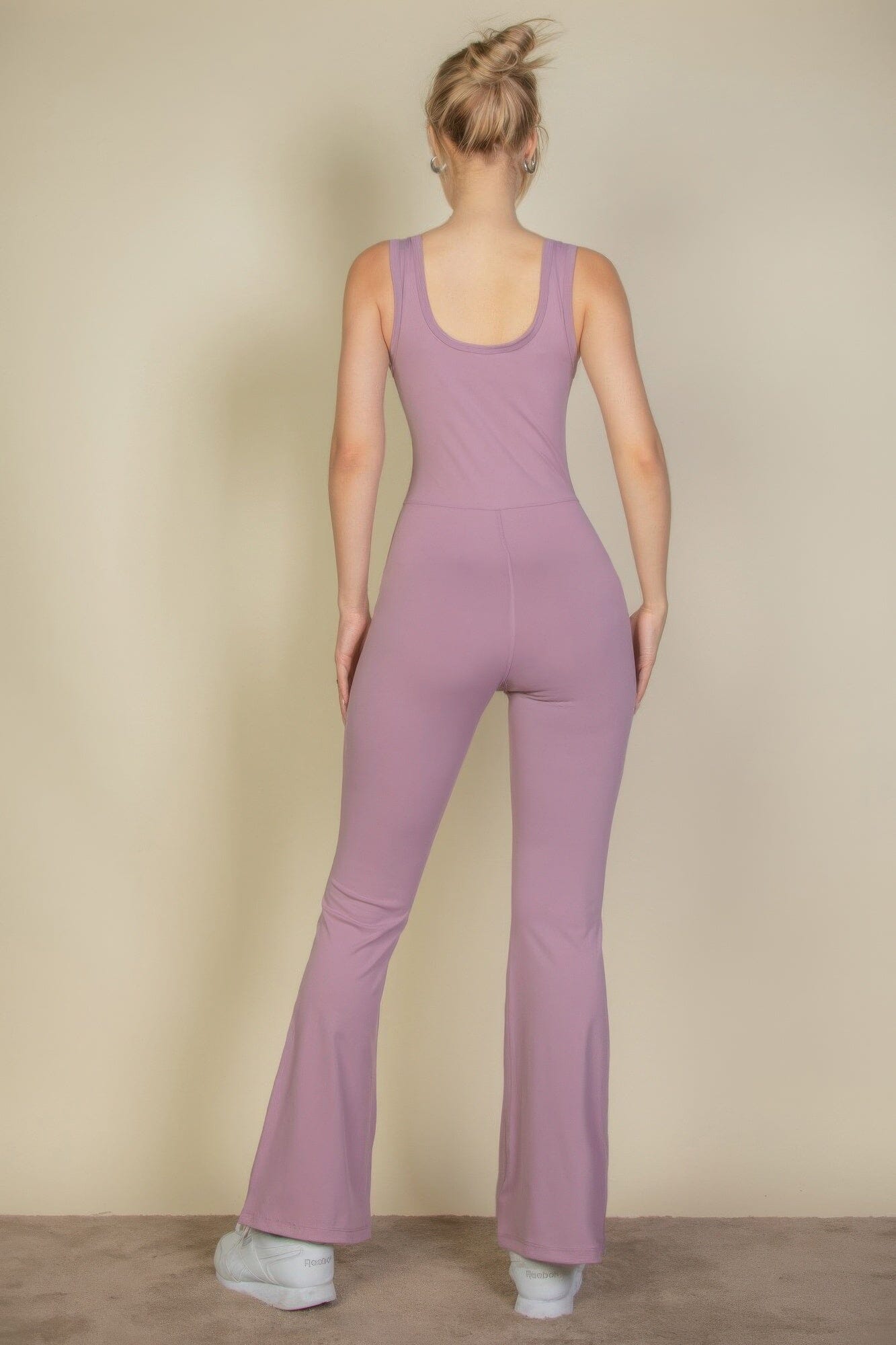 Women Solid Flare Leg Sports Jumpsuit Jumpsuits & Rompers jehouze