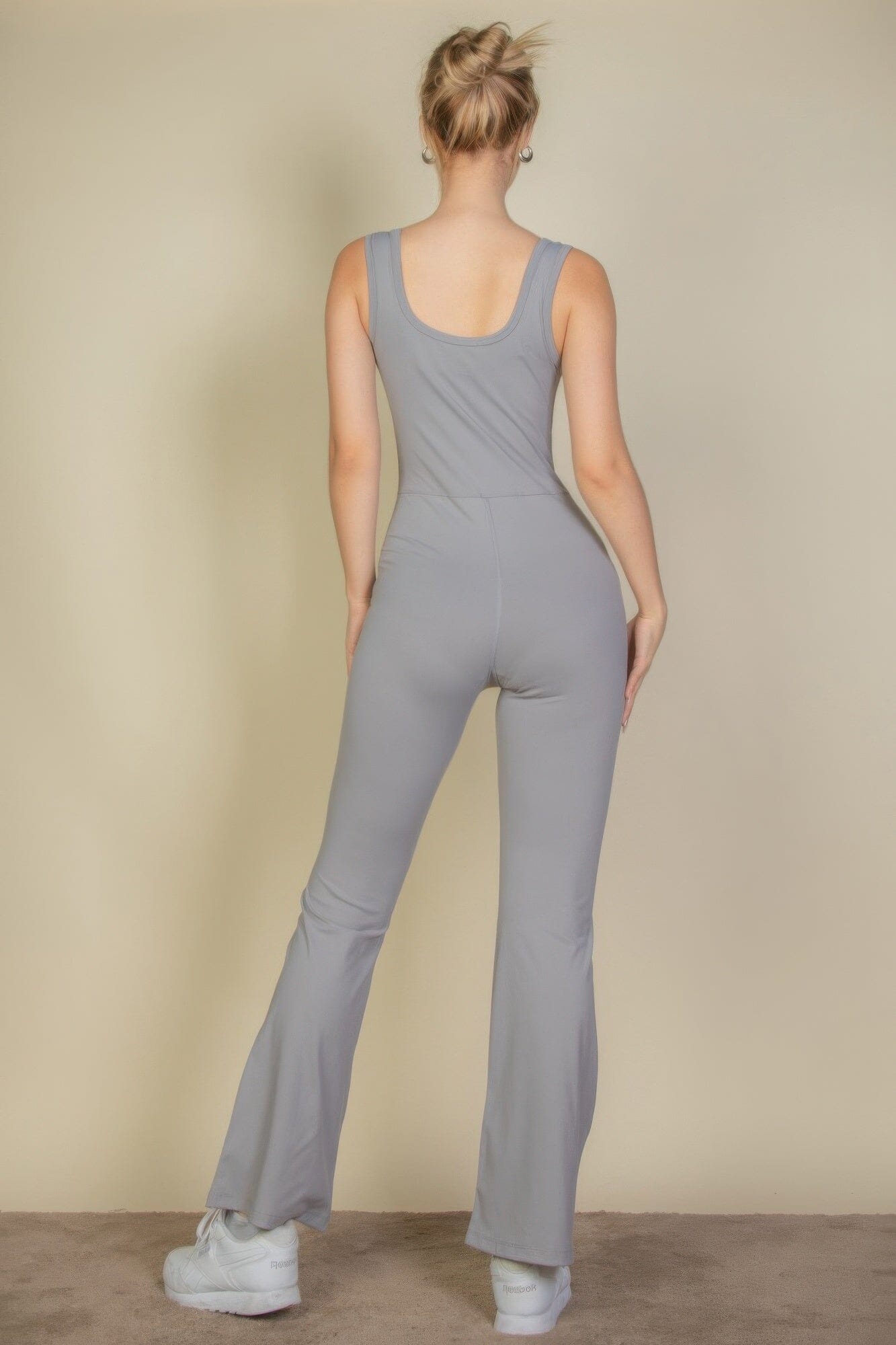Women Solid Flare Leg Sports Jumpsuit Jumpsuits & Rompers jehouze