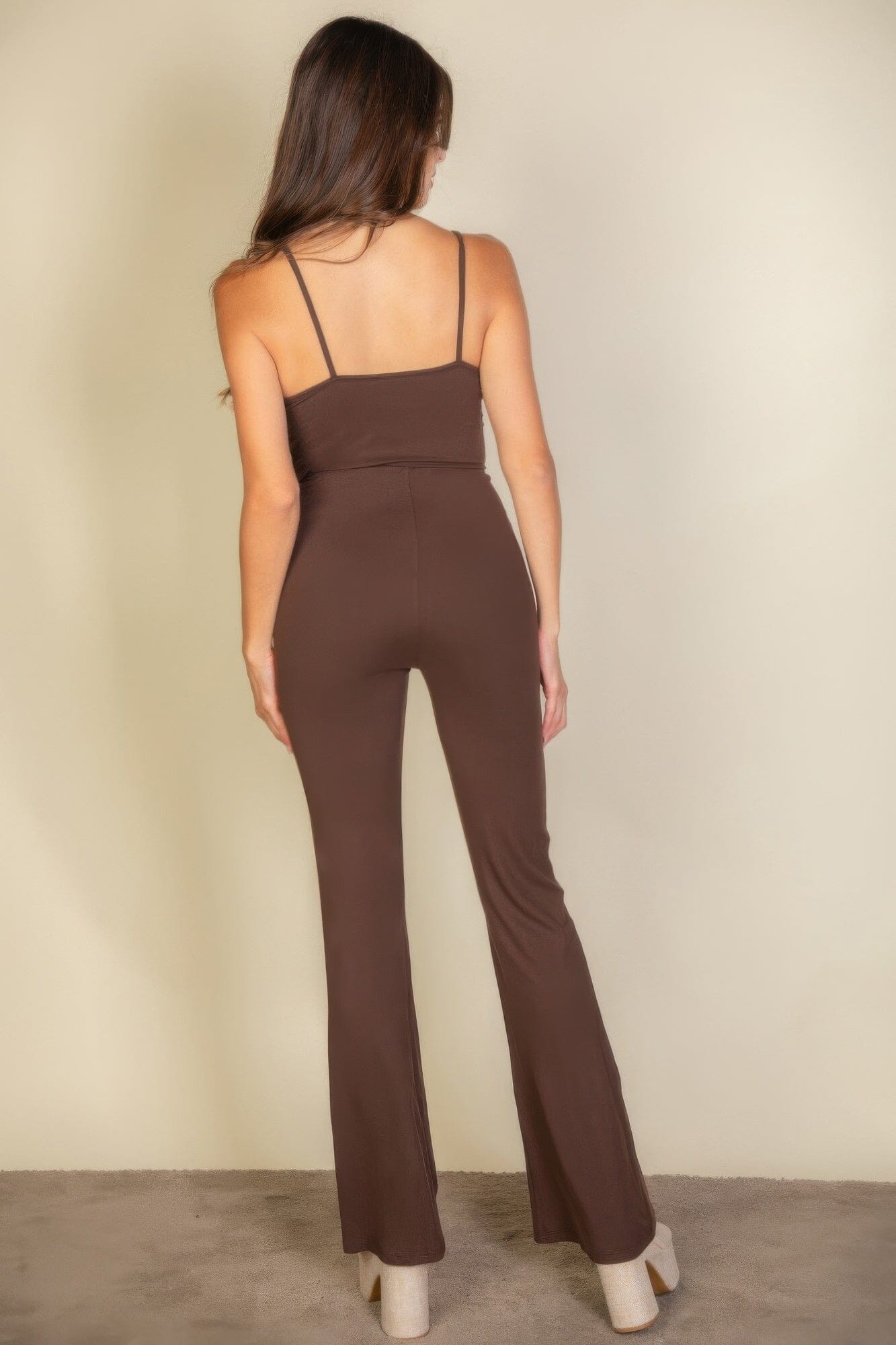Women Solid Sleeveless Wide Leg Jumpsuit Jumpsuits & Rompers jehouze